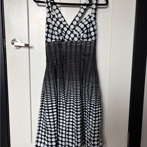 Calvin Klein Black and White Patterned Midi Dress
